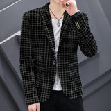 Autumn Men Blazers Luxury Corduroy Casual Slim Suit Jacket Business Social Office Dress Coat Street Wear Men Clothing