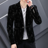 Autumn Men Blazers Luxury Corduroy Casual Slim Suit Jacket Business Social Office Dress Coat Street Wear Men Clothing