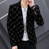 Autumn Men Blazers Luxury Corduroy Casual Slim Suit Jacket Business Social Office Dress Coat Street Wear Men Clothing