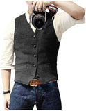 Suit Vest Blue Single Breasted Woolen Blended Mens Vest Denim Jeans