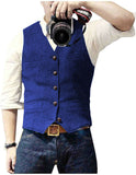 Suit Vest Blue Single Breasted Woolen Blended Mens Vest Denim Jeans