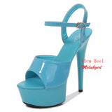 Mclubgirl Women Sexy Show Sandals 13 15 17 CM High Heels Sexy Platform Color Sandals Girls Shoe for Party Club Drop Sale LFD