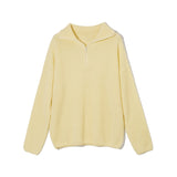 WOTWOY Knitted Zipper Polo Sweater