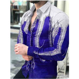 Casual Long Sleeve Shirt Men Paisley Print Shirt Camisa Social Masculina Manga Longa Prom Party Shirt