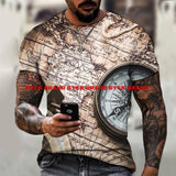 2021 New Men's Summer 3D Printed Compass T-Shirt Hip-Hop Style Large Size T-Shirt Cross Style Short Sleeve Clothing XXS-6XL