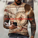 2021 New Men's Summer 3D Printed Compass T-Shirt Hip-Hop Style Large Size T-Shirt Cross Style Short Sleeve Clothing XXS-6XL