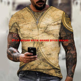 2021 New Men's Summer 3D Printed Compass T-Shirt Hip-Hop Style Large Size T-Shirt Cross Style Short Sleeve Clothing XXS-6XL