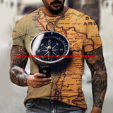 2021 New Men's Summer 3D Printed Compass T-Shirt Hip-Hop Style Large Size T-Shirt Cross Style Short Sleeve Clothing XXS-6XL