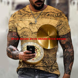 2021 New Men's Summer 3D Printed Compass T-Shirt Hip-Hop Style Large Size T-Shirt Cross Style Short Sleeve Clothing XXS-6XL