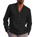 Long-Sleeved Shirts Summer Solid Color  Stand-Up Collar Casual Beach Style Plus Size