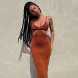 BOOFEENAA Vacation Knitted Maxi Dresses for Women Summer Elegant Sexy Party