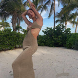 BOOFEENAA Vacation Knitted Maxi Dresses for Women Summer Elegant Sexy Party