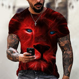 3D Tiger Lion Printed T-Shirts, Fashionable Round Neck Short Sleeve Street Clothes, Hip-Hop T-Shirts, Summer