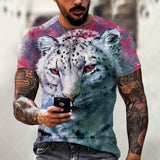 3D Tiger Lion Printed T-Shirts, Fashionable Round Neck Short Sleeve Street Clothes, Hip-Hop T-Shirts, Summer