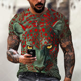 3D Tiger Lion Printed T-Shirts, Fashionable Round Neck Short Sleeve Street Clothes, Hip-Hop T-Shirts, Summer