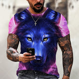 3D Tiger Lion Printed T-Shirts, Fashionable Round Neck Short Sleeve Street Clothes, Hip-Hop T-Shirts, Summer