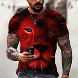 3D Tiger Lion Printed T-Shirts, Fashionable Round Neck Short Sleeve Street Clothes, Hip-Hop T-Shirts, Summer