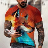 3D Tiger Lion Printed T-Shirts, Fashionable Round Neck Short Sleeve Street Clothes, Hip-Hop T-Shirts, Summer