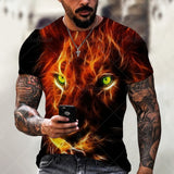 3D Tiger Lion Printed T-Shirts, Fashionable Round Neck Short Sleeve Street Clothes, Hip-Hop T-Shirts, Summer