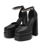 New Brand Women Sandals Summer Shoes Sexy Thick High Heels Platform Black Red Yellow Dress Party Wedding Shoes Woman Pumps