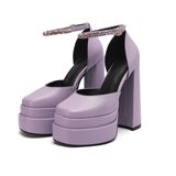 New Brand Women Sandals Summer Shoes Sexy Thick High Heels Platform Black Red Yellow Dress Party Wedding Shoes Woman Pumps