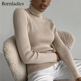 Bornladies Basic Knitted Autumn Turtleneck Sweaters for Women