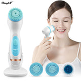 CkeyiN 3 In 1 Electric Facial Cleansing Brush Deep Cleaning Rotating Face Brush Silicone Waterproof Facial Care Skin Exfoliation