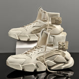 New High-top Beige Mens Sneakers Chunky Men Shoes Heighten Fashion Casual Plus Size Zapatillas Damping Tennis Shoes