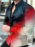 Leopard Color Piece Men's Slim Shirt Autumn Casual Turn-down Collar Streetwear Fashion Together print  Long Sleeve Shirt To