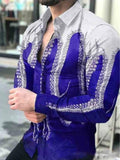 Leopard Color Piece Men's Slim Shirt Autumn Casual Turn-down Collar Streetwear Fashion Together print  Long Sleeve Shirt To