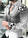 Leopard Color Piece Men's Slim Shirt Autumn Casual Turn-down Collar Streetwear Fashion Together print  Long Sleeve Shirt To