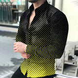 Leopard Color Piece Men's Slim Shirt Autumn Casual Turn-down Collar Streetwear Fashion Together print  Long Sleeve Shirt To