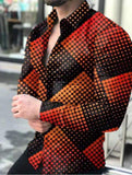 Leopard Color Piece Men's Slim Shirt Autumn Casual Turn-down Collar Streetwear Fashion Together print  Long Sleeve Shirt To
