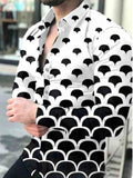 Leopard Color Piece Men's Slim Shirt Autumn Casual Turn-down Collar Streetwear Fashion Together print  Long Sleeve Shirt To
