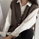 Cardigan Sweater Vest Loose and Winter Warm Knitted Vest Sweater for Women Loose Solid Sleeveless