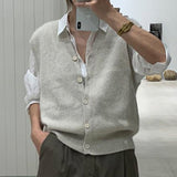 Cardigan Sweater Vest Loose and Winter Warm Knitted Vest Sweater for Women Loose Solid Sleeveless