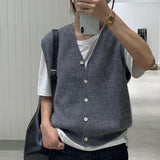 Cardigan Sweater Vest Loose and Winter Warm Knitted Vest Sweater for Women Loose Solid Sleeveless