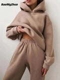 Tracksuit Oversized Suit Autumn Trouser Suits Female Sweatshirt Solid Sports Hoodie Sportswear