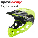 RACEWORK Bicycle Helmet Cycling Specialized Integral Full Face Mountain Road Bike Sport Hat For Man Lightweight Size 58-62CM MTB