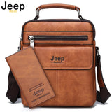 JEEP BULUO Men's High Quality Crossbody Tote Split Leather Shoulder Bags