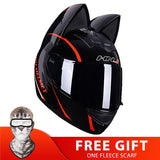 Motorcycle Helmet Women Moto Ear Helmet Personality Full Face Motorbike Helmet Motocross Capacete Casque Moto Helmet Black