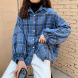Women Plaid Warm Shirt Female Jacket Checked Coat Casual Turn-down Collar Long Sleeve Autumn Blouse Fashion Loose Outwear Tops