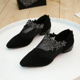 Sandals for Women Retro Rhinestone Sandals Elegant Flower Square Heel Sandals Mesh Light Summer Womens Shoes
