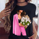 Maycaur Hot Sales Printed Female Tshirt Women Fashion Graphic Printed T-Shirt Harajuku Korean Style Short Sleeves Clothes Female