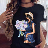 Maycaur Hot Sales Printed Female Tshirt Women Fashion Graphic Printed T-Shirt Harajuku Korean Style Short Sleeves Clothes Female