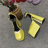 New Brand Women Sandals Summer Shoes Sexy Thick High Heels Platform Black Red Yellow Dress Party Wedding Shoes Woman Pumps