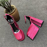 New Brand Women Sandals Summer Shoes Sexy Thick High Heels Platform Black Red Yellow Dress Party Wedding Shoes Woman Pumps