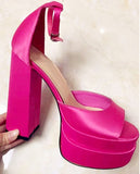 New Brand Women Sandals Summer Shoes Sexy Thick High Heels Platform Black Red Yellow Dress Party Wedding Shoes Woman Pumps