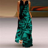 Elegant Casual Vintage Dresses Woman Summer Beach Sleeveless Girls Long Dress Women