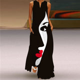 Elegant Casual Vintage Dresses Woman Summer Beach Sleeveless Girls Long Dress Women